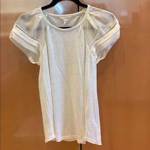 Linen top with silk sleeves